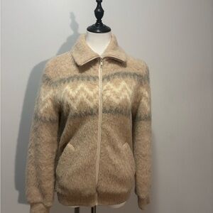 Vintage! Sears Pure Virgin Wool Full Zip Sweater Jacket 80’s Nordic. Small